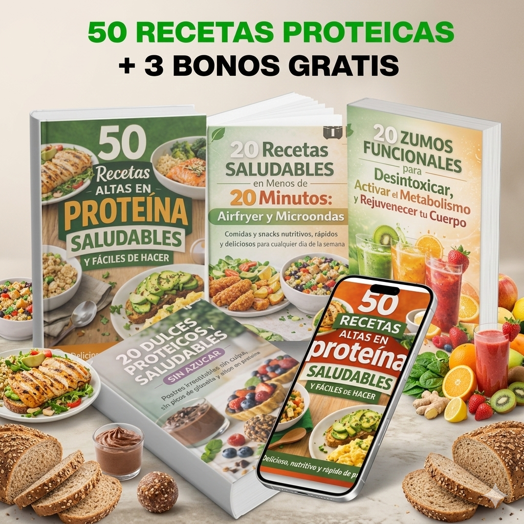 😋 Pack Recetas Proteicas +3 Bonus: Prepara +100 Recetas Ricas y Saludables en minutos 🥗