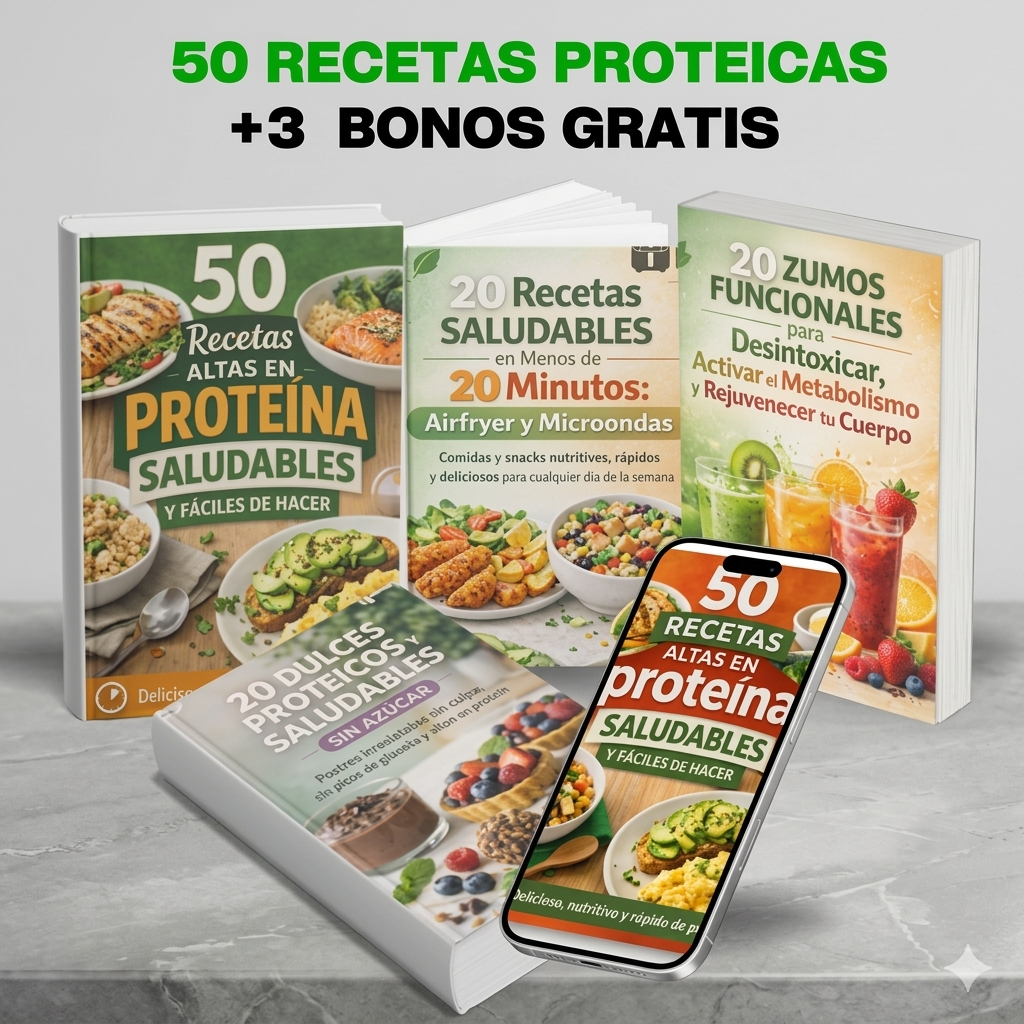 😋 Pack Recetas Proteicas +3 Bonus: Prepara +100 Recetas Ricas y Saludables en minutos 🥗